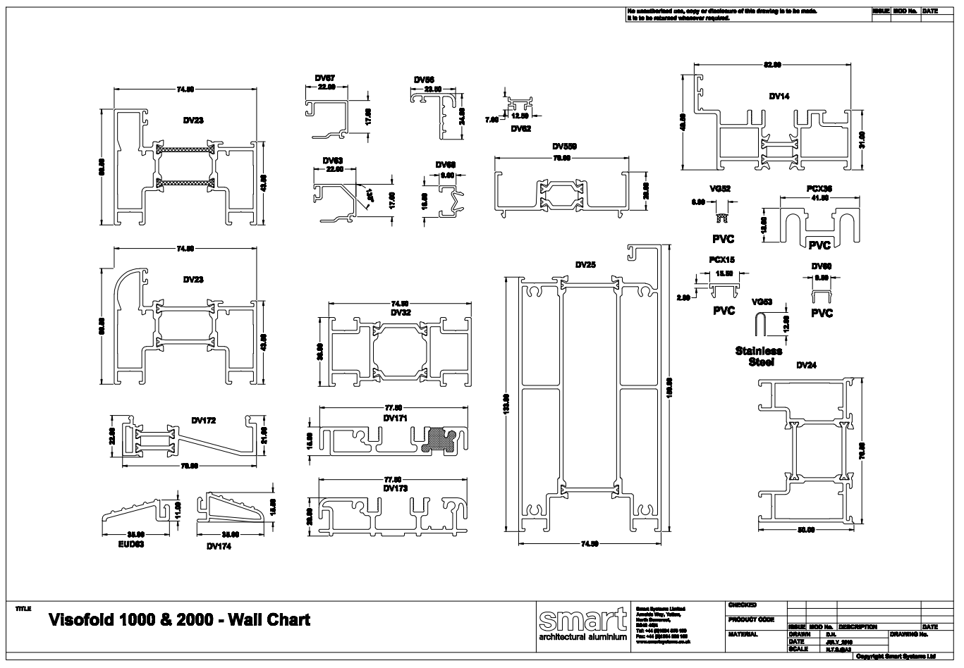 Aluminium bi-fold wall chart image